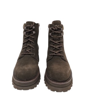 TOSCA BLU POLACCO LISCIO IN CAMOSCIO INGRASSATO COLORE T.MORO CON COLLARINO STRASSATO BRONZO, LACCIO E LAMPO LATERALE, FONDO GO