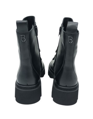 TOSCA BLU ANFIBIO LISCIO IN VITELLO COLORE NERO, LAMPO LATERALE, ACCESSORI STRASSE E ACCIAIO SULLA LINGUETTA, FONDO GOMMA CARRO