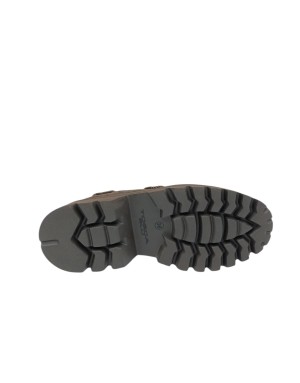 TOSCA BLU STRINGATA/BARCA IN CAMOSCIO INGRASSATO COLORE T.MORO, LACCIO MORO/BRONZO, FONDO MICRO CARRO 5CM, GUARDOLO CUOIO