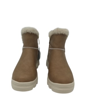 TAMARIS STIVALETTO LISCIO IN NABUK INGRASSATO COLORE CAMEL, LAMPO LATERALE, FODERA LANA E DUO-TEX, FONDO GOMMA 6CM