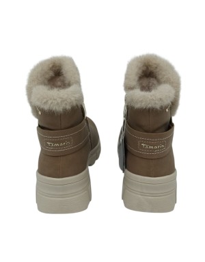 TAMARIS STIVALETTO LISCIO IN NABUK INGRASSATO COLORE CAMEL, LAMPO LATERALE, FODERA LANA E DUO-TEX, FONDO GOMMA 6CM