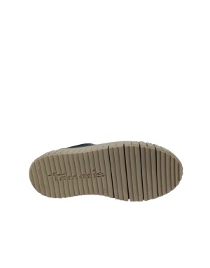 TAMARIS SNEAKER LACCI IN VITELLO COLORE NERO, TOPPONCINO IN LAMINATO ORO, FONDO GOMMA ZIGRINATO 5CM