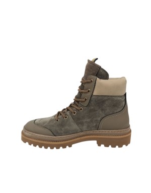 AMBITIOUS POLACCO STRINGATO IN VITELLO E CAMOSCIO INGRASSATO COLORE TAUPE, FONGO GOMMA CARRO