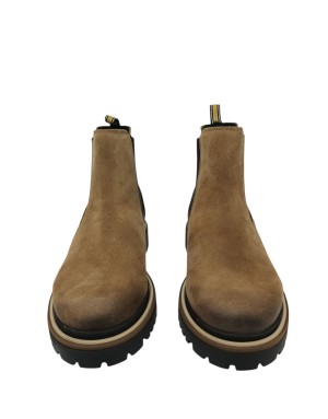 AMBITIOUS BEATLES LISCIO IN CAMOSCIO INGRASSATO COLORE TABACCO, GUARDOLO CUOIO, TOPPONCINO GOMMATO NERO, FONDO GOMMA CARRO