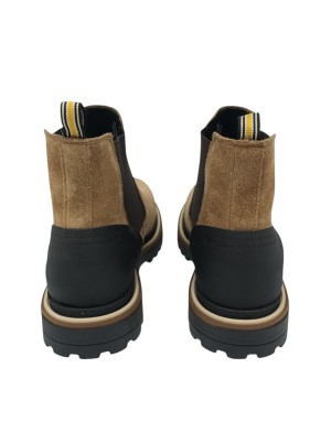 AMBITIOUS BEATLES LISCIO IN CAMOSCIO INGRASSATO COLORE TABACCO, GUARDOLO CUOIO, TOPPONCINO GOMMATO NERO, FONDO GOMMA CARRO