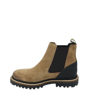 AMBITIOUS BEATLES LISCIO IN CAMOSCIO INGRASSATO COLORE TABACCO, GUARDOLO CUOIO, TOPPONCINO GOMMATO NERO, FONDO GOMMA CARRO