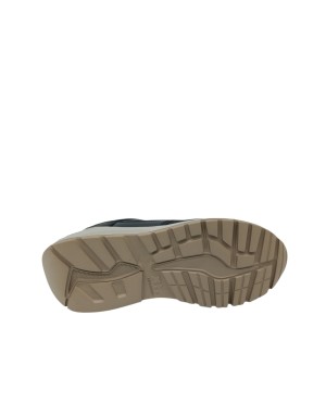 AMBITIOUS SNEAKER LACCI IN CAMOSCIO, VITELLO E TESSUTO TECNICO COLOE NERO-BROWN MULTI, FONDO GOMMA EXTRA LIGHT