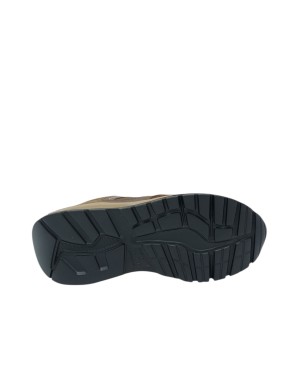 AMBITIOUS SNEAKER LACCI IN CAMOSCIO, VITELLO E TESSUTO TECNICO COLOE BROWN/MULTI, FONDO GOMMA EXTRA LIGHT