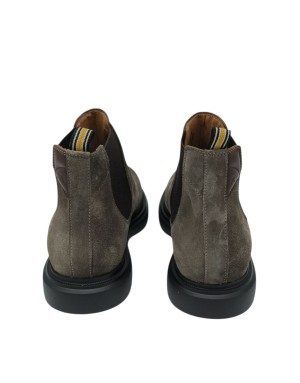 AMBITIOUS BEATLES LISCIO IN CAMOSCIO INGRASSATO COLORE TAUPE, ELASTICI T.MORO, FONDO GOMMA EXTRA LIGHT