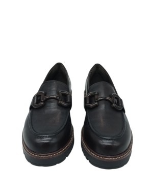 TAMARIS MOCASSINO CON VASCHETTA, TOMAIA IN VITELLO COLORE T.MORO, MORSETTO LACCATO IN TINTA, FONDO GOMMA CARRO , TACCO 4CM