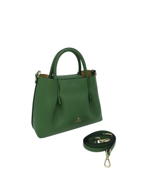 CUOIERIA FIORENTINA BORSA MEDIA IN VITELLO BOTTALATO COLORE ALOE/VERDE, DUE MANICI E TRACOLLA STACCABILE/REGOLABILE