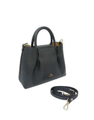 CUOIERIA FIORENTINA BORSA MEDIA IN VITELLO BOTTALATO COLORE NERO, DUE MANICI E TRACOLLA STACCABILE/REGOLABILE