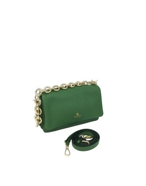 CUOIERIA FIORENTINA BORSA MEDIA IN VITELLO BOTTALATO COLORE VERDE ALOE, CHIUSURA CON PATTA, TRE SCOMPARTI, TRACOLLA A SPALLA CO