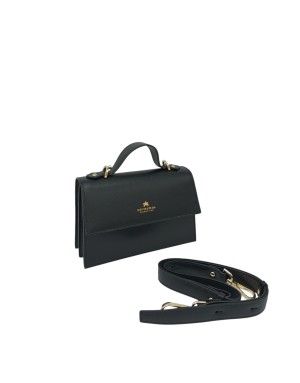 CUOIERIA FIORENTINA BORSA MEDIO/PICCOLA IN VITELLO SAFFIANO COLORE NERO, CHIUSURA CON PATTA, MANICO E TRACOLLA STACCABILE/REGOL