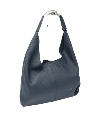 MY- BEST BAG BORSA/SACCA GRANDE IN VITELLO BOTTALATO COLORE BLU NAVY, MANICO/TRACOLLA A SPALLA CON ACCESSORIO IN ACCIAIO