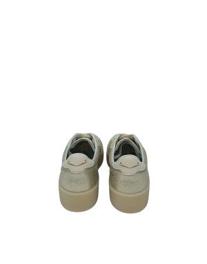 VOILE BLANCHE MIND 02 W SNEAKER LACCI IN VITELLO E NABUCK SATINATO COLORE BEIGE-PLATINO, FONDO GOMMA MIELE 4CM