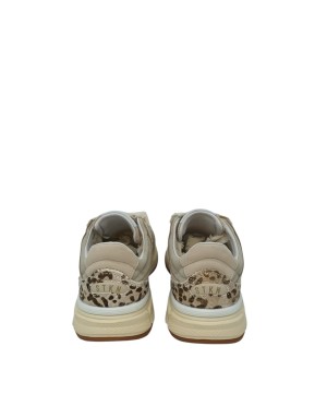 STOKTON SNEAKER LACCI IN CAMOSCIO COLORE BEIGE E RETE STRASSE IN TINTA, TOPPONCINO IN ANIMALIER, LACCIO IN CANAPA, FONDO GOMMA 