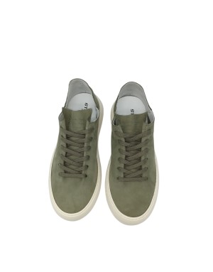 STOKTON SNEAKER LACCI IN CAMOSCIO SFODERATO COLORE VERDE SALVIA, FONDO GOMMA EXTRA LIGHT