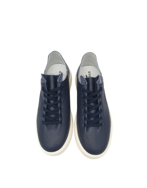 STOKTON SNEAKER LACCI IN VITELLO BOTTALATO SFODERATO COLORE BLU NAVY, FONDO GOMMA EXTRA LIGHT