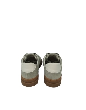 STOKTON SNEAKER LACCI IN CAMOSCIO COLORE TORTORA, TOPPONCINO IN VITELLO BIANCO, FONDO GOMMA MIELE