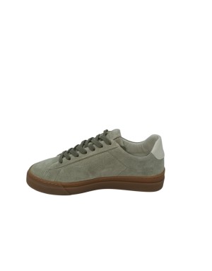 STOKTON SNEAKER LACCI IN CAMOSCIO COLORE TORTORA, TOPPONCINO IN VITELLO BIANCO, FONDO GOMMA MIELE