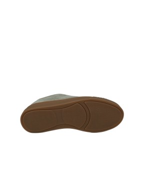 STOKTON SNEAKER LACCI IN CAMOSCIO COLORE TORTORA, TOPPONCINO IN VITELLO BIANCO, FONDO GOMMA MIELE