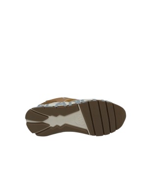 VOILE BLANCHE CLUB 01 SNEAKER LACCI IN CAMOSCIO E TESSUTO TECNICO COLORE CUOIO-BEIGE-BIANCO, FONDO GOMMA LOGATO