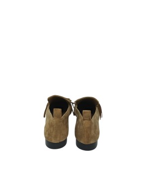 J&M MOCASSINO CON FRANGE, TOMAIA IN CAMOSCIO COLORE TAUPE, FONDO CUOIO, TACCO 2CM