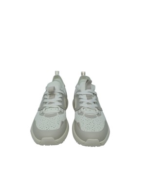 EXTR4 SNEAKER LACCI IN TESSUTO TECNICO COLORE AVORIO CON RIPORTI IN CAMOSCIO E GOMMA IN TINTA, VASCHETTA MILLEFORI, FONDO GOMMA