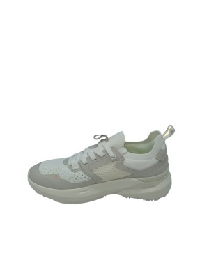 EXTR4 SNEAKER LACCI IN TESSUTO TECNICO COLORE AVORIO CON RIPORTI IN CAMOSCIO E GOMMA IN TINTA, VASCHETTA MILLEFORI, FONDO GOMMA