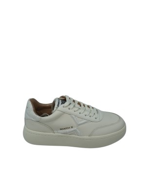 SMITH X SNEAKER LACCI IN VITELLO BOTTALATO COLORE AVORIO CON RIPORTI IN VITELLO BIANCO, FONDO GOMMA 4CM