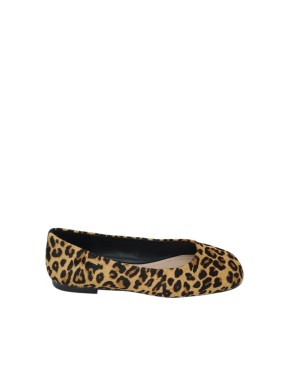 TOSCA BLU BALLERINA IN CAVALLINO LEOPARDATO COLORE CAMEL-MORO, TACCO 1,5CM, FONDO GOMMINA