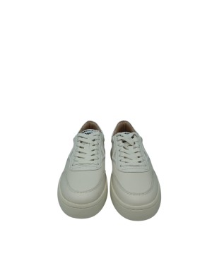 SMITH X SNEAKER LACCI IN VITELLO BOTTALATO COLORE AVORIO CON RIPORTI IN VITELLO BIANCO, FONDO GOMMA 4CM