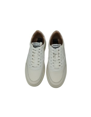 SMITH X SNEAKER LACCI IN VITELLO BOTTALATO COLORE AVORIO CON RIPORTI IN VITELLO BIANCO, FONDO GOMMA 4CM