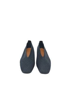 EXE' DECOLLETE'/BALLERINA ACCOLLATA IN TESSUTO INTRECCIATO E VITELLO COLORE NERO, FONDINO GOMMA, TACCO 2,5CM