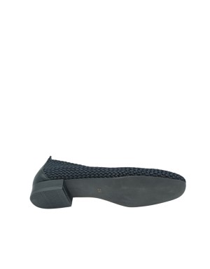 EXE' DECOLLETE'/BALLERINA ACCOLLATA IN TESSUTO INTRECCIATO E VITELLO COLORE NERO, FONDINO GOMMA, TACCO 2,5CM