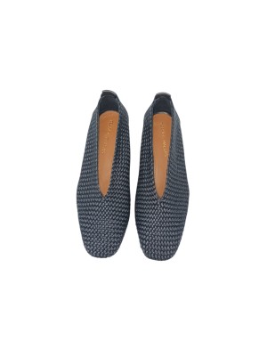 EXE' DECOLLETE'/BALLERINA ACCOLLATA IN TESSUTO INTRECCIATO E VITELLO COLORE NERO, FONDINO GOMMA, TACCO 2,5CM