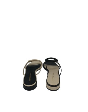 EXE' SABOT SPUNTATO IN VITELLO  COLORE NERO-BEIGE, FONDINO GOMMA, TACCO 2,5CM