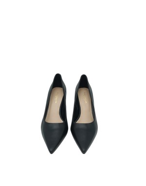 TOSCA BLU DECOLLETE' IN VITELLO NAPPATO COLORE NERO, TACCO FASCIATO 8CM, FONDO GOMMINA