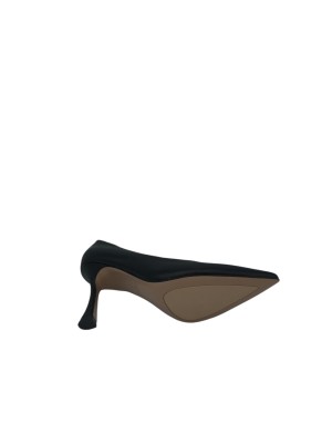 TOSCA BLU DECOLLETE' IN VITELLO NAPPATO COLORE NERO, TACCO FASCIATO 8CM, FONDO GOMMINA