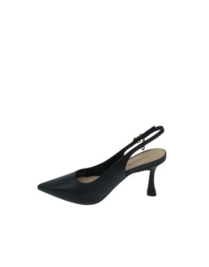 TOSCA BLU CHANEL IN VITELLO NAPPATO COLORE NERO, TACCO FASCIATO 8CM, FONDO GOMMINA