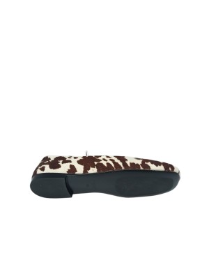 TOSCA BLU BALLERINA IN CAVALLINO MACULATO COLORE AVORIO-MORO, TACCO 1,5CM, FONDO GOMMINA