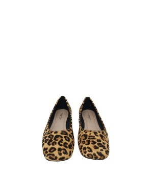 TOSCA BLU BALLERINA IN CAVALLINO LEOPARDATO COLORE CAMEL-MORO, TACCO 1,5CM, FONDO GOMMINA