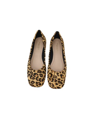 TOSCA BLU BALLERINA IN CAVALLINO LEOPARDATO COLORE CAMEL-MORO, TACCO 1,5CM, FONDO GOMMINA