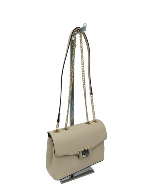 CROMIA BORSA PICCOLA IN VITELLO BOTTALATO COLORE HAVANA, CHIUSURA CON PATTA, TRACOLLA REGOLABILE CATENA E PELLE