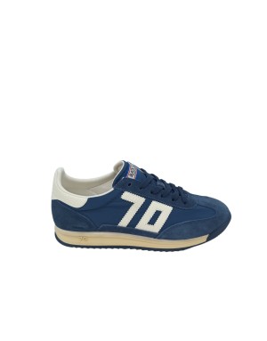 BACK 70 SNEAKER LACCI IN CAMOSCIO NE TESSUTO TECNICO COLORE BLU NAVY CON LOGO E TOPPONCINO BIANCO, FONDO GOMMA BICOLOR