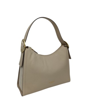 NANNINI BORSA GRANDE IN VITELLO BOTTALATO COLORE BEIGE CON LATERALI IN CAMOSCIO IN TINTA, LAMPO CENTRALE, MANICO/TRACOLLA REGOL