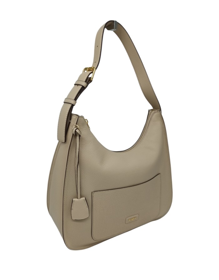 NANNINI BORSA GRANDE IN VITELLO COLORE BEIGE, LAMPO CENTRALE, TASCA FRONTALE E TASCA POSTERIORE CON LAMPO, MANICO/TRACOLLA REGO