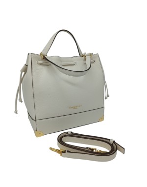 NANNINI BORSA/SECCHIELLO MEDIO/GRANDE IN VITELLO BOTTALATO COLORE AVORIO, DUE MANICI E TRACOLLA STACCABILE/REGOLABILE