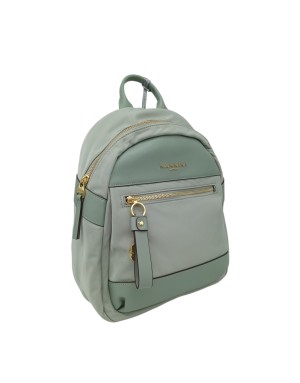 NANNINI LIBERTY ZAINO IN NYLON E VIT.CARACAS COLORE VERDE SALVIA, LAMPO CENTRALE, TASCONE FRONTALE